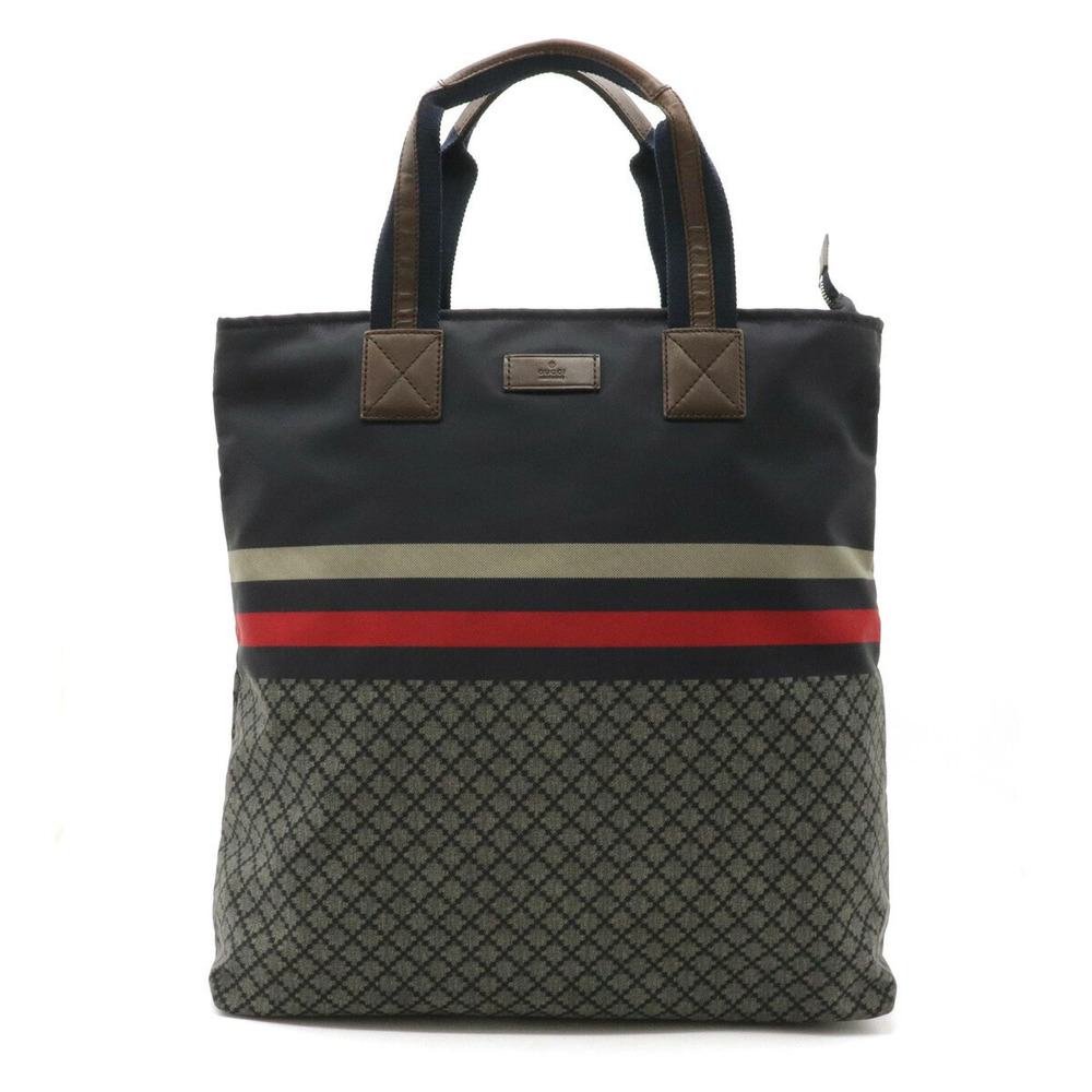 Gucci Diamante Tote Bag Shoulder Leather Navy Blue Dark Brown Red